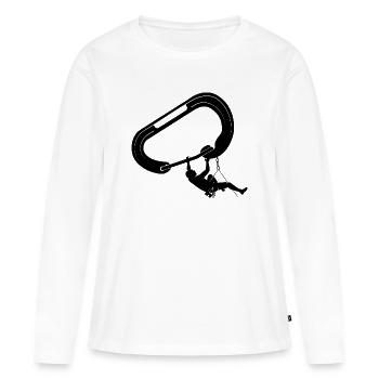 escalade, bloc, escalade, montagne, alpinisme - T-shirt manches longues Premium bio Femme - blanc - Devant - Julia (174cm)