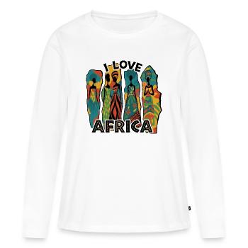J’AIME L’AFRIQUE - T-shirt manches longues Premium bio Femme - blanc - Devant - Julia (174cm)