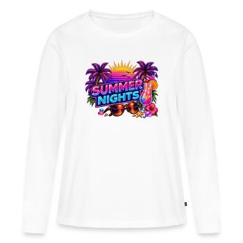 Nuits d'Été Néon Tropiques - T-shirt manches longues Premium bio Femme - blanc - Devant - Julia (174cm)
