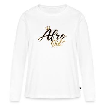 Afro Girl Couronne Or - T-shirt manches longues Premium bio Femme - blanc - Devant - Julia (174cm)