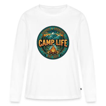 Camp Life – Camping & Outdoor Adventure Design - T-shirt manches longues Premium bio Femme - blanc - Devant - Julia (174cm)