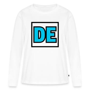 Lettres initiales DE Logo - T-shirt manches longues Premium bio Femme - blanc - Devant - Julia (174cm)