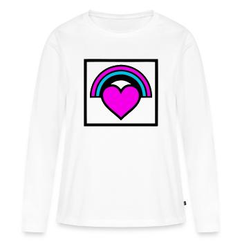 Graphique de cadre en forme de cœur arc-en-ciel - T-shirt manches longues Premium bio Femme - blanc - Devant - Julia (174cm)