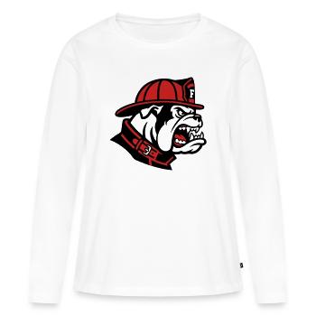 Mascotte du Bulldog des pompiers - T-shirt manches longues Premium bio Femme - blanc - Devant - Julia (174cm)