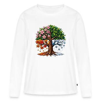 Polygone de l’arbre des quatre saisons - T-shirt manches longues Premium bio Femme - blanc - Devant - Julia (174cm)