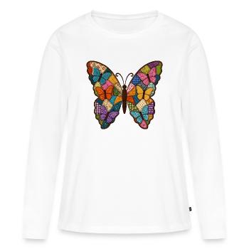 Style patchwork de patchwork en patchwork de patchwork en - T-shirt manches longues Premium bio Femme - blanc - Devant - Julia (174cm)
