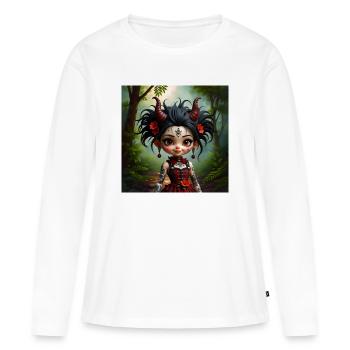 Fille gothique dans la forêt - T-shirt manches longues Premium bio Femme - blanc - Devant - Julia (174cm)