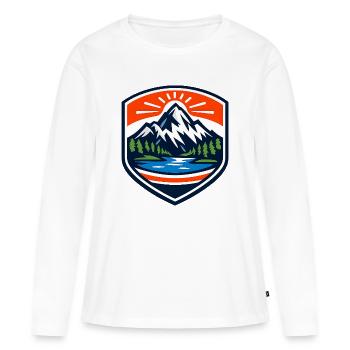 Bouclier du Lever du Soleil de la Montagne - T-shirt manches longues Premium bio Femme - blanc - Devant - Julia (174cm)