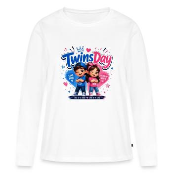 TwinsDay Gemini Vibes - T-shirt manches longues Premium bio Femme - blanc - Devant - Julia (174cm)
