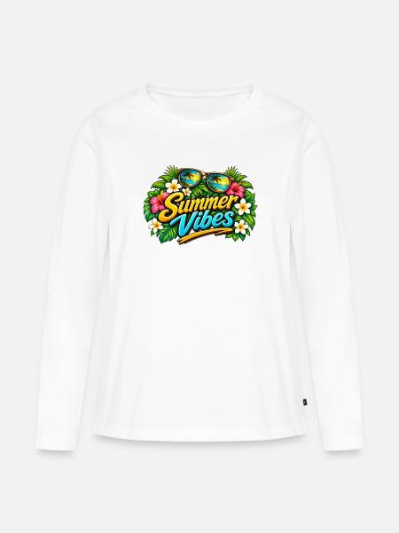 Sommervibes Paradies - Frauen Premium Bio Langarmshirt - Weiß