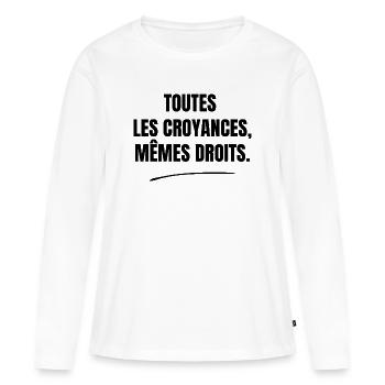 Alle Überzeugungen haben dieselben Rechte - Frauen Premium Bio Langarmshirt - Weiß - Vorne - Julia (174cm)