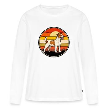 Jack Russell Terrier Retro Sonnenuntergang - Frauen Premium Bio Langarmshirt - Weiß - Vorne - Julia (174cm)