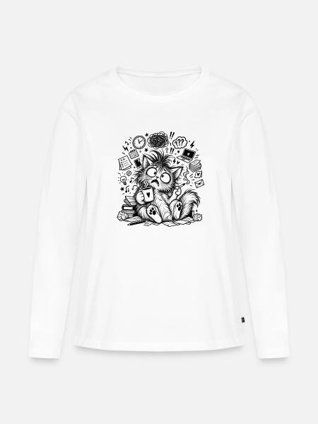 Chaos Cat - Frauen Premium Bio Langarmshirt - Weiß