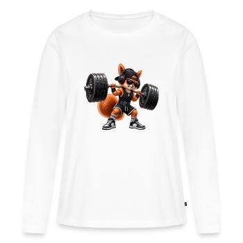 Fitness Eichhörnchen Gym Muskeln Bodybuilding - Frauen Premium Bio Langarmshirt - Weiß - Vorne - Julia (174cm)