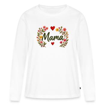 Watercolor Floral Mama Cute Mother's Day T-Shirt - Frauen Premium Bio Langarmshirt - Weiß - Vorne - Julia (174cm)