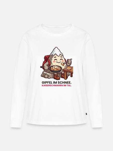 Berg Kaiserschmarrn Gipfel im Schnee - Frauen Premium Bio Langarmshirt - Weiß