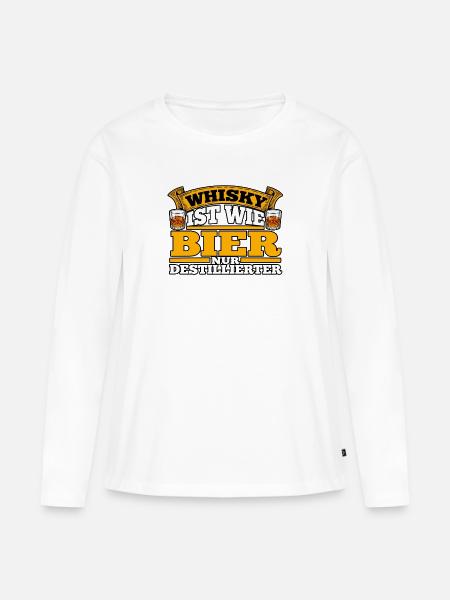 Whisky wie Bier Destilliert - Frauen Premium Bio Langarmshirt - Weiß