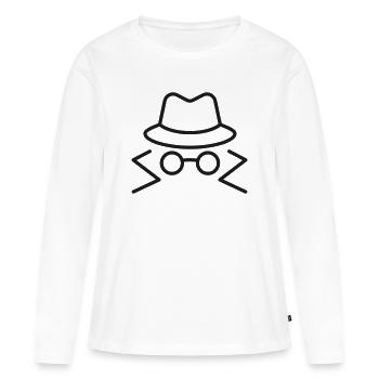 Spionenhut-und-Brillen-Linien-Symbol - Frauen Premium Bio Langarmshirt - Weiß - Vorne - Julia (174cm)