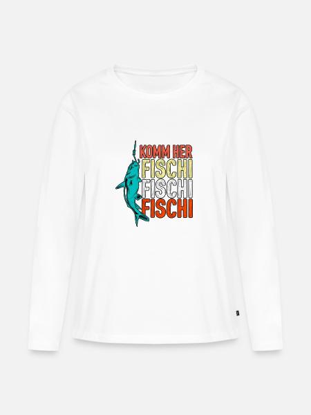 Komm her Fischi Fischi - Frauen Premium Bio Langarmshirt - Weiß