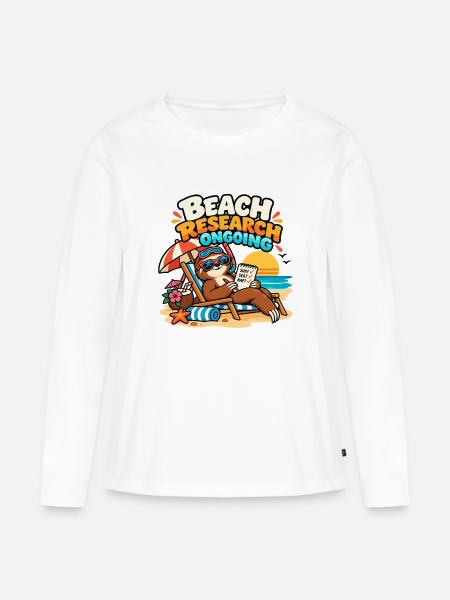 Faultier im Strandurlaub - Frauen Premium Bio Langarmshirt - Weiß