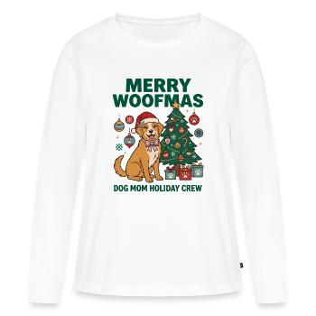 Fröhliche Woofmas Hundemama-Weihnachtscrew - Frauen Premium Bio Langarmshirt - Weiß - Vorne - Julia (174cm)