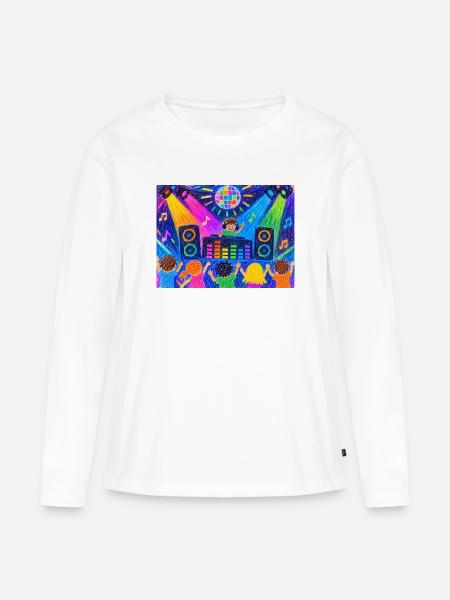 Bunte Disco-Party - Frauen Premium Bio Langarmshirt - Weiß
