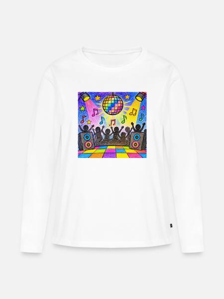 Bunte Disco-Party – Retro-Tanzfläche - Frauen Premium Bio Langarmshirt - Weiß