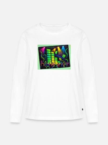 Bunte Disco-Vibes - Frauen Premium Bio Langarmshirt - Weiß