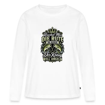 Der König Will Angeln Fischmotiv - Frauen Premium Bio Langarmshirt - Weiß - Vorne - Julia (174cm)