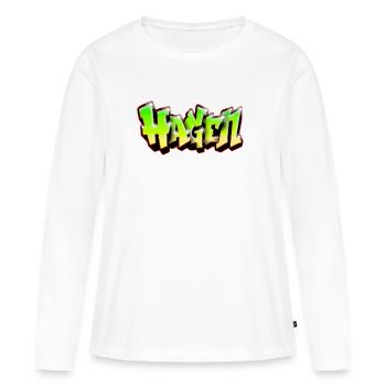 HAGEN Neon-Graffiti-Name! Old School Tag-Kunst - Frauen Premium Bio Langarmshirt - Weiß - Vorne - Julia (174cm)