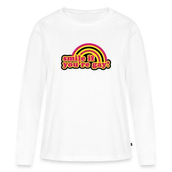 smile if you're gay - T-shirt manches longues Premium bio Femme - blanc - Devant - Julia (174cm)