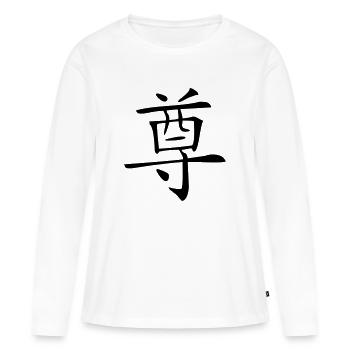 Respekt - Kanji - Frauen Premium Bio Langarmshirt - Weiß - Vorne - Julia (174cm)