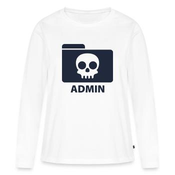 Admin | Icon | Skull | Totenkopf - T-shirt manches longues Premium bio Femme - blanc - Devant - Julia (174cm)