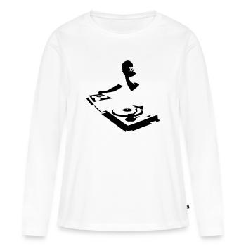 DJ - T-shirt manches longues Premium bio Femme - blanc - Devant - Julia (174cm)