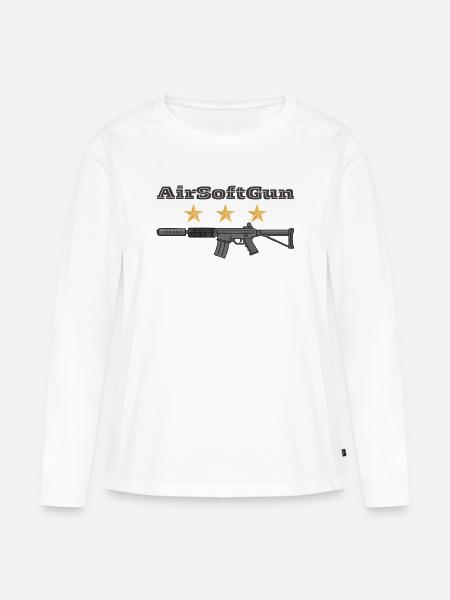 AirSoft Gun mit drei Sternen - Frauen Premium Bio Langarmshirt - Weiß