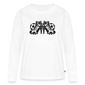 Chaussures de football Talons hauts de football - T-shirt manches longues Premium bio Femme - blanc - Devant - Julia (174cm)
