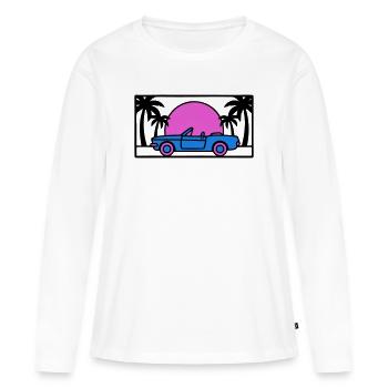 Cabrio Palmen Sunset Grafik - Frauen Premium Bio Langarmshirt - Weiß - Vorne - Julia (174cm)
