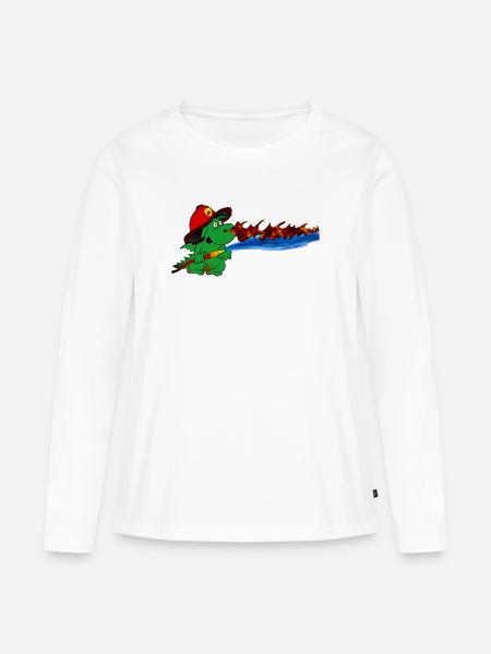 Feuerdrache Feuerwehrheld Geschenk - Frauen Premium Bio Langarmshirt - Weiß
