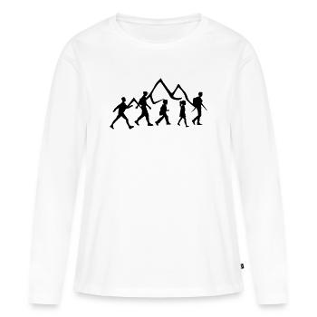 Logo du groupe de marche pour club ou association - T-shirt manches longues Premium bio Femme - blanc - Devant - Julia (174cm)