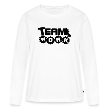 Travail d’équipe 1 - T-shirt manches longues Premium bio Femme - blanc - Devant - Julia (174cm)