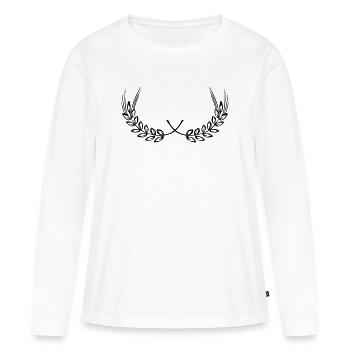 Décoration de blé grain de maïs - T-shirt manches longues Premium bio Femme - blanc - Devant - Julia (174cm)