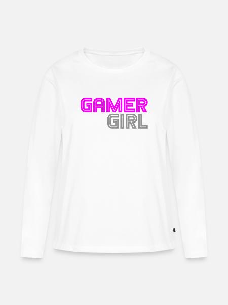 Gamer Girl - Computer - PC - Zocken - Frauen Premium Bio Langarmshirt - Weiß