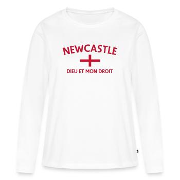 Newcastle Crest Fusion - Frauen Premium Bio Langarmshirt - Weiß - Vorne - Julia (174cm)
