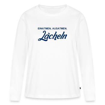 Inspirer - Expirer - Sourire - T-shirt manches longues Premium bio Femme - blanc - Devant - Julia (174cm)