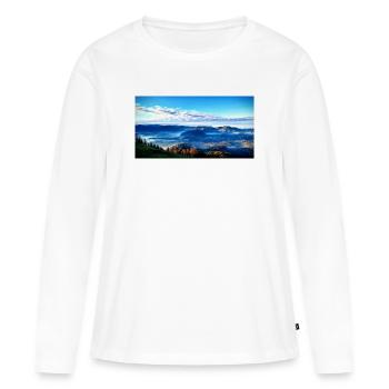 Paysage montagneux matinal de brouillard - T-shirt manches longues Premium bio Femme - blanc - Devant - Julia (174cm)