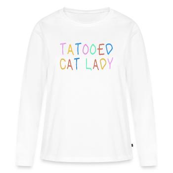 La Chatte Tatouée - T-shirt manches longues Premium bio Femme - blanc - Devant - Julia (174cm)