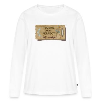 Pas parfait, mais merveilleux - T-shirt manches longues Premium bio Femme - blanc - Devant - Julia (174cm)