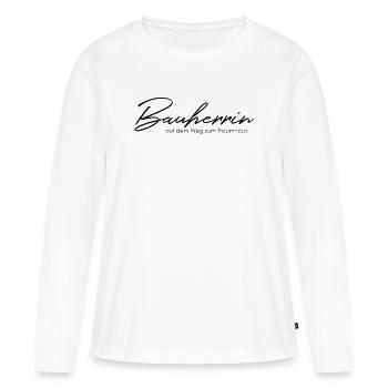 Builder on the way to the dream house, house construction - Women's Premium Organic Long Sleeve Shirt - white - Front - Julia (174cm)