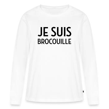 Brocouille / Inconnus / Comique / Humour / Marrant - T-shirt manches longues Premium bio Femme - blanc - Devant - Julia (174cm)