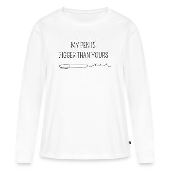 My pen is bigger than yours - T-shirt manches longues Premium bio Femme - blanc - Devant - Julia (174cm)